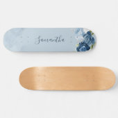 Waterverf Dusty Blue Floral Script Custom Persoonlijk Skateboard (Horizontaal)
