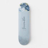 Waterverf Dusty Blue Floral Script Custom Persoonlijk Skateboard (Voorkant)