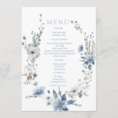 Waterverf Dusty Blue Floral Spring bloom Wedding Menu (Voorkant)