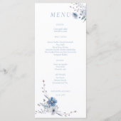 Waterverf Dusty Blue Floral Spring bloom Wedding Menu (Voorkant)