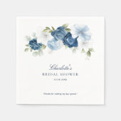 Waterverf Dusty Blue Floral Vrijgezellenfeest papi Servet (Voorkant)