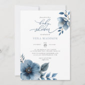 Waterverf Dusty Blue Floral Winter Baby shower Kaart (Voorkant)