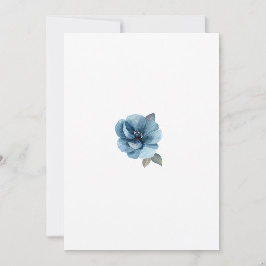 Waterverf Dusty Blue Floral Winter Baby shower Kaart (Achterkant)