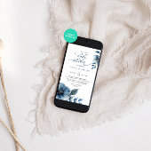 Waterverf Dusty Blue Floral Winter Baby shower Kaart