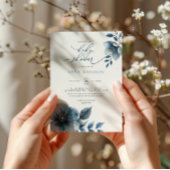 Waterverf Dusty Blue Floral Winter Baby shower Kaart