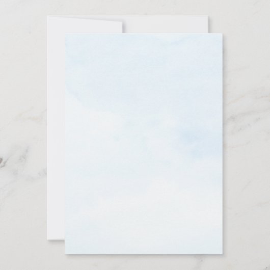 Waterverf Dusty Blue Flowers Rozen Wedding Kaart (Achterkant)