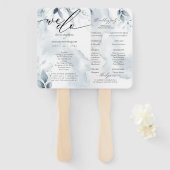 Waterverf Dusty Blue Foliage Dawna2 Handwaaier (Voorkant en achterkant)