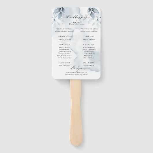 Waterverf Dusty Blue Foliage Dawna2 Handwaaier (Achterkant)