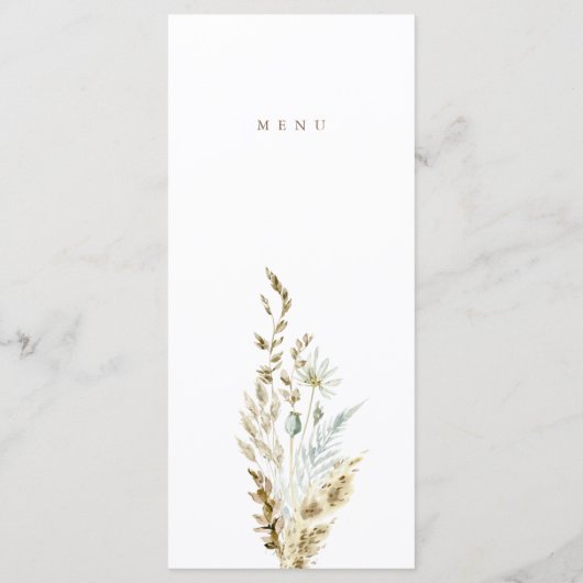 Waterverf Dusty Blue Greenery Wedding Dinner Menu (Achterkant)