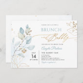 Waterverf Dusty Blue Gum Eucalyptus Brunch Bubble Kaart (Voorkant / Achterkant)