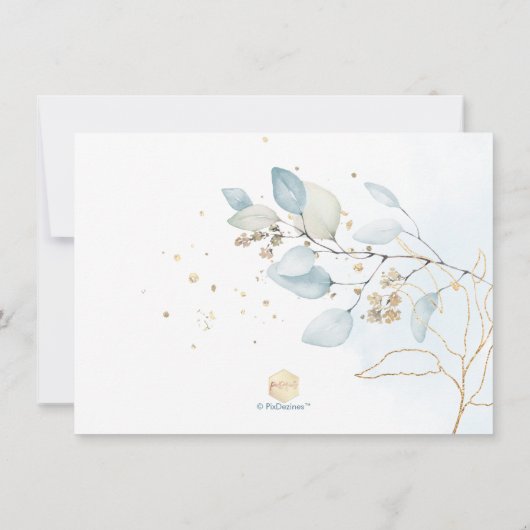 Waterverf Dusty Blue Gum Eucalyptus Brunch Bubble Kaart (Achterkant)