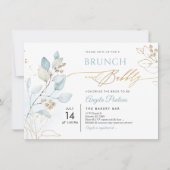 Waterverf Dusty Blue Gum Eucalyptus Brunch Bubble Kaart (Voorkant)