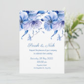 waterverf dusty blue marvy blue bruiloft i kaart (Staand voorkant)