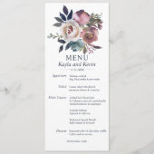 Waterverf Dusty Blue Mauve Floral Wedding MENU (Voorkant)