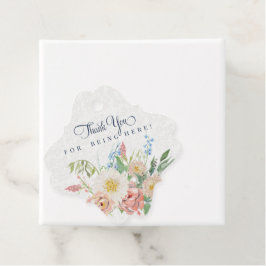 Waterverf Dusty Blue N Blush Roze Bloemen Bruids Bedankjes Labels