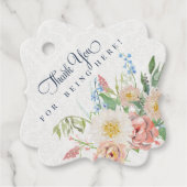 Waterverf Dusty Blue N Blush Roze Bloemen Bruids Bedankjes Labels (Voorkant)