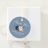 Waterverf Dusty Blue Pink Floral Hartelijk dank Bedankjes Labels (In situ)