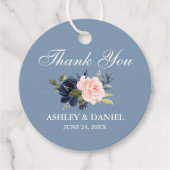 Waterverf Dusty Blue Pink Floral Hartelijk dank Bedankjes Labels (Voorkant)