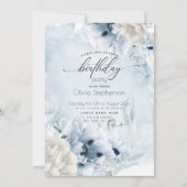 Waterverf Dusty Blue Poppy Birthday Kaart (Voorkant)