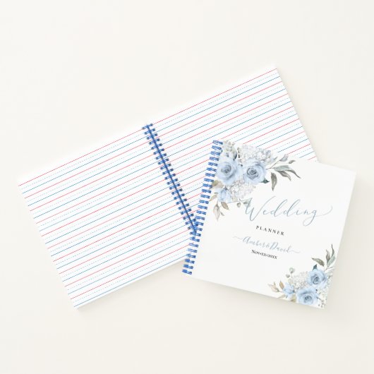 WATERVERF DUSTY BLUE ROZEN WEDDING PLANNER NOTITIEBOEK (Binnen)