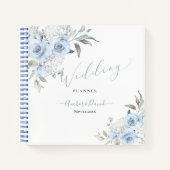 WATERVERF DUSTY BLUE ROZEN WEDDING PLANNER NOTITIEBOEK (Voorkant)