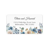 Waterverf Dusty Blue Rustic Boho Floral Address Etiket (Voorkant)