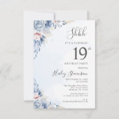 Waterverf Dusty Blue Surprise 19e verjaardagsfeest Kaart (Voorkant)