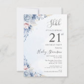 Waterverf Dusty Blue Surprise 21ste verjaardagsfee Kaart (Voorkant)
