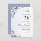 Waterverf Dusty Blue Surprise 28ste verjaardagsfee Kaart (Voorkant / Achterkant)