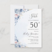 Waterverf Dusty Blue Surprise 50ste verjaardagsfee Kaart (Voorkant)