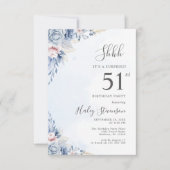 Waterverf Dusty Blue Surprise 51ste verjaardagsfee Kaart (Voorkant)