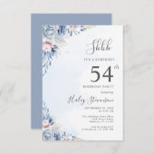 Waterverf Dusty Blue Surprise 54ste verjaardagsfee Kaart (Voorkant / Achterkant)