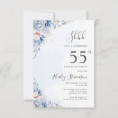 Waterverf Dusty Blue Surprise 55ste verjaardagsfee Kaart (Voorkant)