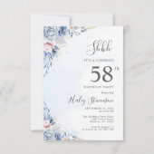 Waterverf Dusty Blue Surprise 58ste verjaardagsfee Kaart (Voorkant)