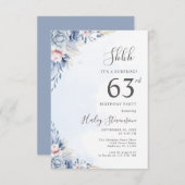 Waterverf Dusty Blue Surprise 63ste verjaardagsfee Kaart (Voorkant / Achterkant)