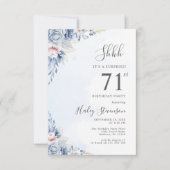 Waterverf Dusty Blue Surprise 71ste verjaardagsfee Kaart (Voorkant)