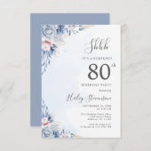 Waterverf Dusty Blue Surprise 80ste verjaardagsfee Kaart (Voorkant / Achterkant)