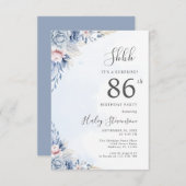 Waterverf Dusty Blue Surprise 86ste verjaardagsfee Kaart (Voorkant / Achterkant)