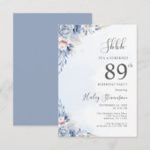 Waterverf Dusty Blue Surprise 89ste verjaardagsfee Kaart (Voorkant / Achterkant)