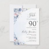 Waterverf Dusty Blue Surprise 90ste verjaardagsfee Kaart (Voorkant)