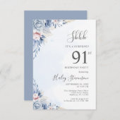 Waterverf Dusty Blue Surprise 91ste verjaardagsfee Kaart (Voorkant / Achterkant)