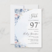 Waterverf Dusty Blue Surprise 97e verjaardagsfeest Kaart (Voorkant)