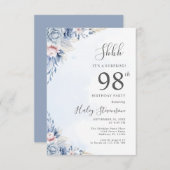 Waterverf Dusty Blue Surprise 98ste verjaardagsfee Kaart (Voorkant / Achterkant)