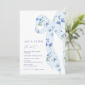 Waterverf Dusty Blue Tying the Knot Vrijgezellenfe Kaart (Staand voorkant)