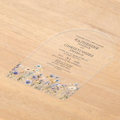 Waterverf Dusty Blue Wildflower Arch Wedding Acryl Uitnodigingen (Laagn)