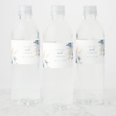 Waterverf Dusty Blue Wildflower bruiloft Waterfles Etiket (Flessen)