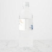 Waterverf Dusty Blue Wildflower bruiloft Waterfles Etiket (Achterkant)