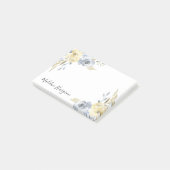 Waterverf Dusty Blue & Yellow Floral gepersonalise Post-it® Notes (Schuin)