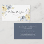 Waterverf Dusty Blue & Yellow Floral Visitekaartje (Voorkant / Achterkant)