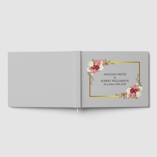 Waterverf Dusty Gray Gold Blush Peach Wedding Gue Gastenboek (Volledig)